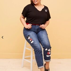 Disney Women's Denim Jeans with Mickey Mouse Patch